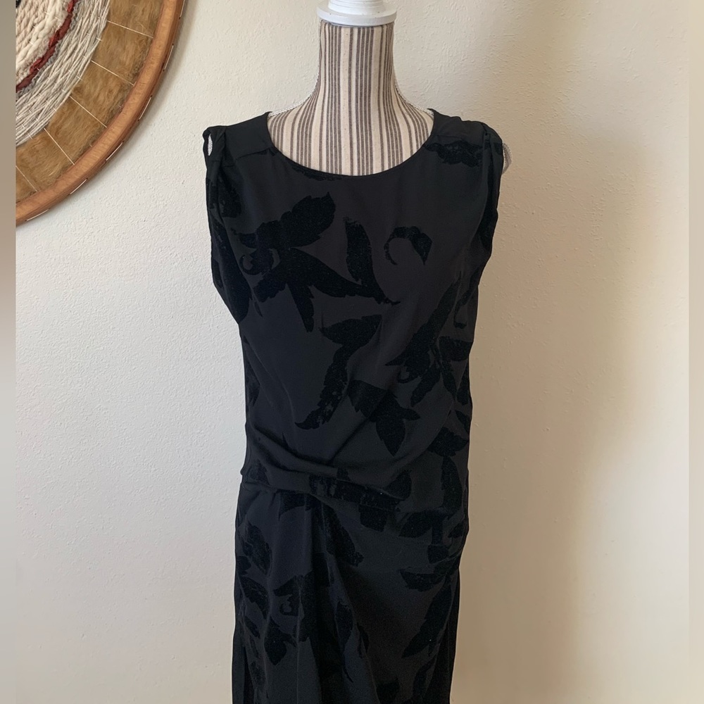 All Saints Black Dress Velvet Flowers Women’s Size 2 - Picture 6 of 11